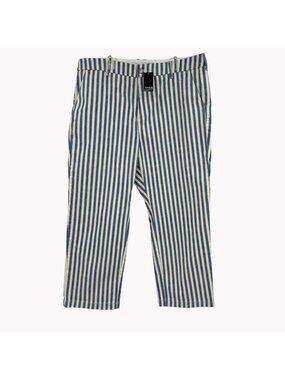 Belle Isle By Torrid Size 16 Blue White High-Rise Striped Pleated Trouser Jeans